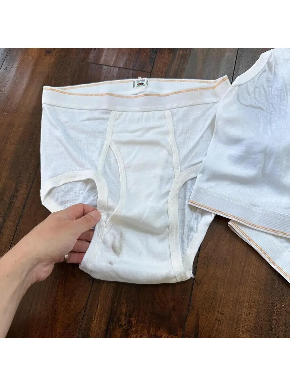 FOTL Briefs Men Size 34 White Cotton Stripes 3 Pair VTG USA Lot 1970s 70s M